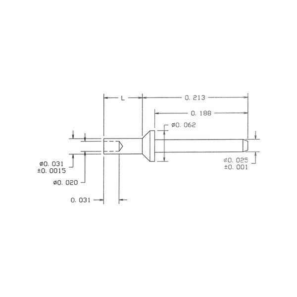 Concord Electronics COMM NON-INS PC PIN TERM, 0.260" L, 0.047" (L, 10-927-1-05-250 10-927-1-05